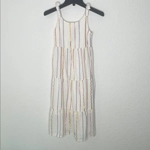 Old Navy White Dress with Multicolor Stripes girls size small 6/7 - Picture 1 of 4