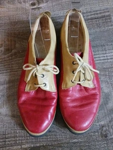 Women's Vintage BALLY Red & Brown Leather Lace-Up Shoes Size 9.5 - Picture 1 of 10