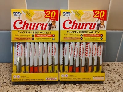 40 golosinas para gatos variedad Churu 2x20 tubos exprimibles Inaba 4 sabores 5/9/26 Foto 1 de 4