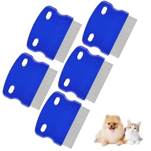 5er Pack Flohläuse Kamm, Edelstahl Hund Katze Pflege Kämme mit abgerundetem Beiß - Bild 1 von 7