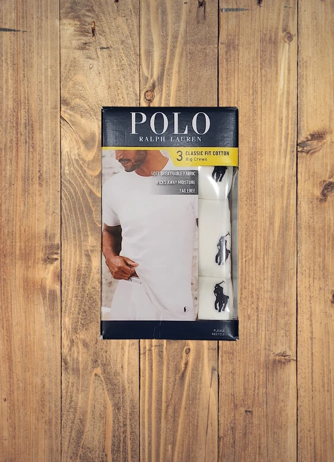 POLO RALPH LAUREN BIG TALL 3 PACK CREWNECK/V-NECK WHITE & BLACK UNDERSHIRTS TEE - Image 1 of 1