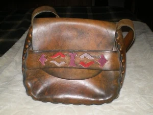 Nice Medium Size Hand Tooled Leather Vintage Hippie Purse/Shoulder Bag - Picture 1 of 8