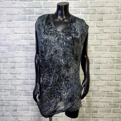 Blusa túnica popover de chifón mezcla de seda transparente dobladillo S Asym de Helmut Lang para mujer Foto 1 de 4