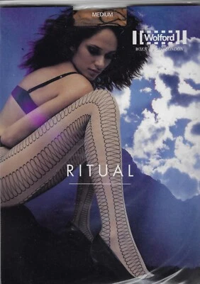 Wolford Ritual Tights, M, Gobi w/ Black Spiral Lines, RARE--One of a Kind - Image 1 of 2