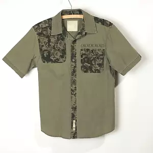 Analog Mens Green Camo Button Up Shooting Shirt Short Sleeve AG-M173025 Size L - Picture 1 of 10
