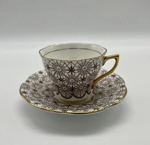 Rosina Aqua Dot Web Tea cup & Saucer Gold Trim Rare - Picture 1 of 6