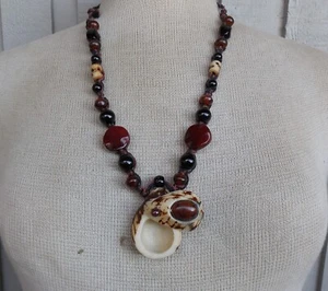 Mahogany Obsidian Tagua Secret Stash Hemp Necklace w/ Carnelian Onyx Adjustable - Bild 1 von 12