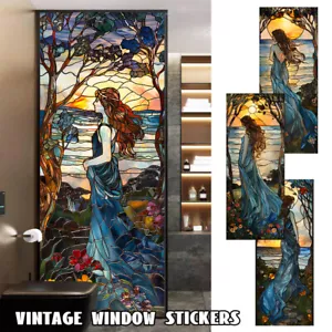 European Retro Style Stained Glass Window Film Colored Glass Sticker Privacy NEW - Picture 1 of 21