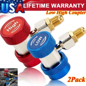 NEW Quick Couplers Adapters 90° HIGH LOW A/C Air Condition Manifold Connectors - Picture 1 of 18