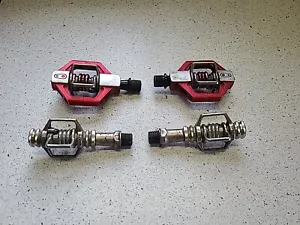 Crank Brothers Pedals Lot of 2 Red Silver Gravel MTB Road Bike Cycling - Picture 1 of 14