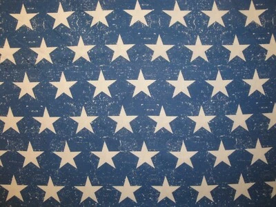 Distressed Blue Natural Star Combed Cotton Sewing Quilt Craft Apparel Fabric - Image 1 of 4