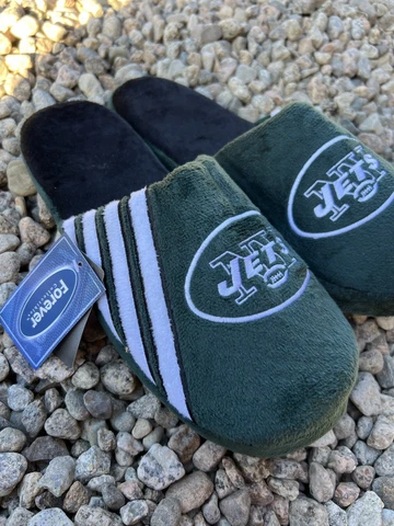 New York Jets NFL mens size large XL stripe plush slippers foco Cover