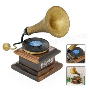 1/12 fonografo miniatura lettore discografico grammofono casa delle bambole accessori decorazione - Foto 1 di 14