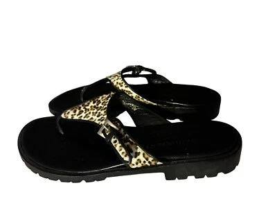 Sandalia Tanga Donald J Pliner KYLA 7,5 M Camel Leopardo Becerro Foto 1 de 4