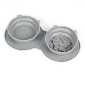 Dog Feeding Bowl Silicone Slow Feeder Bowl Outdoor Camping Collapsible Food Bowl - Picture 1 of 11