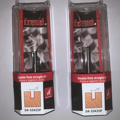 Freud F03FR01426 Double Flute Straight Bit 6.4 x 6.4mm x 1/4 Shank (04-10425P X2 - Image 1 of 2