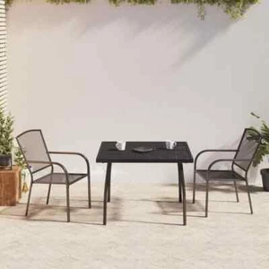 vidaXL 3 Piece Garden Dining Set Anthracite Steel - Picture 1 of 10