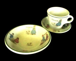 VINTAGE 1940'S SHENANGO CHINA NURSERY RHYME CHILD'S 3 PC. SET - PA. ALBERT PICK - Picture 1 of 6