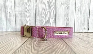 3/4" Heather Harris Tweed Soft Handmade Adjustable Dog Collar silver clip S-XL - Picture 1 of 9