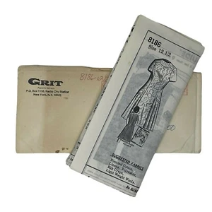 Vintage Sewing Pattern Grit Pattern Service 8186 Size 12.5 Drop-Waist Dress - Picture 1 of 5