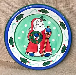 Libbey Weihnachtsmann Deko Teller Stechpalmenborte Weihnachten Kitsch skurril Winter - Bild 1 von 4
