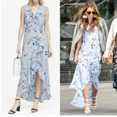 Vestido floral envolvente sintético azul claro Banana Republic talla 4 Foto 1 de 4