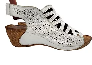 Spring Step Inocencia Leather Wedge Sandal White Womens EU 40 / Size US 9.5 - Picture 1 of 12