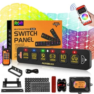 AUXBEAM AS-600 6 Gang Switch Panel RGB 3Mode bluetooth APP Control Remote 12-24V - Bild 1 von 12