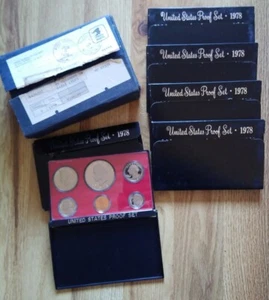 5 Atemberaubende 1978 US Mint Proof Sets mit Original Blue Mint Shipping Box - Bild 1 von 6