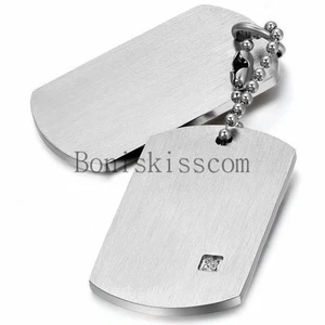 Stainless Steel Military Army Dog Tag Men's Women's Couple Pendant Necklace - Picture 1 of 4
