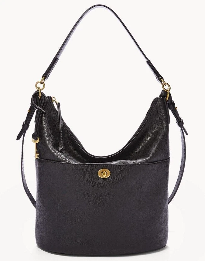 Fossil Talulla Hobo Shoulder Bag Black Leather SHB2840001 Retail