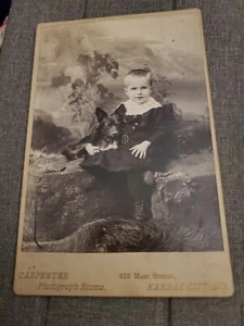 Vintage Cdv Child With Dog Fancy Clothing By Carpenter Photograph Rooms Of... - Picture 1 of 1