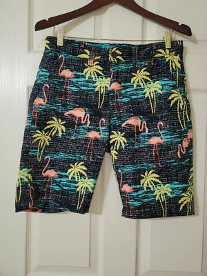 21 Men An American Brand Black Flamingo Print Thick Cotton Bermuda Shorts Sz.31 - Image 1 of 4