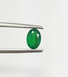0.90 Ct Natural Deep Rich Green Emerald Oval Cut Zambia Untreated Loose 7x5 MM - Picture 1 of 12