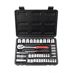 41Pcs 1/4&3/8" Socket Set,Quick Release Ratchet Driver. - Picture 1 of 5