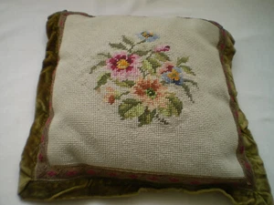 Antique decorative embroidered pillow decoration gold tinsel velvet - Picture 1 of 17
