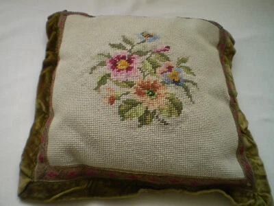 Antique decorative embroidered pillow decoration gold tinsel velvet - Image 1 of 4