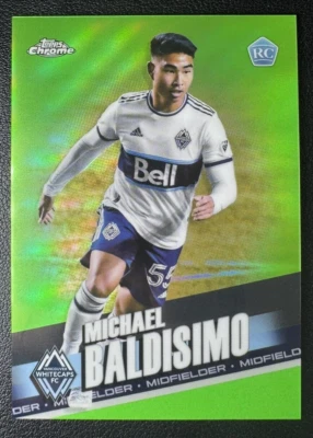 2022 Topps Chrome MLS Base Neon Green #196 Michael Baldisimo Vancouver Whitecaps - Image 1 of 3