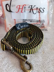 Hi Kiss Dog Training Leash for Obedience 3/4" x 4FT Black/Yellow Training Lead - Picture 1 of 2