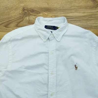 Polo Ralph Lauren Shirt Mens M White Slim Fit Colored Pony Smart Preppy Business - Image 1 of 4
