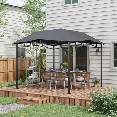 OUTSUNNY 10' x 10' Soft Top Patio Outdoor Canopy Gazebo Tent Steel Fabric Gray
