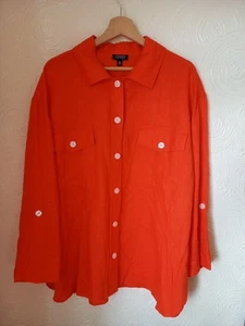 Jones New York Women's Linen Mix Shirt Jacket Shacket XL UK 20-22 Dark Orange - Picture 1 of 5