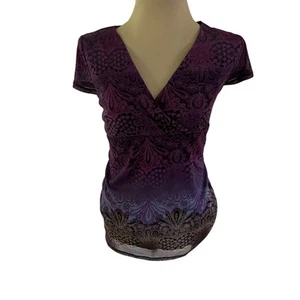 Y2K 2000s Purple Baby Doll Blouse Top Plus Sz XXL Mesh Boho - Picture 1 of 6