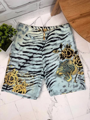 Pantalones Cortos Christian Audigier Texturizados Azul Tigre Y2K SK8 Talla W34/L10 (IMPUESTOS PAGADOS EN EE. UU.) Foto 1 de 4