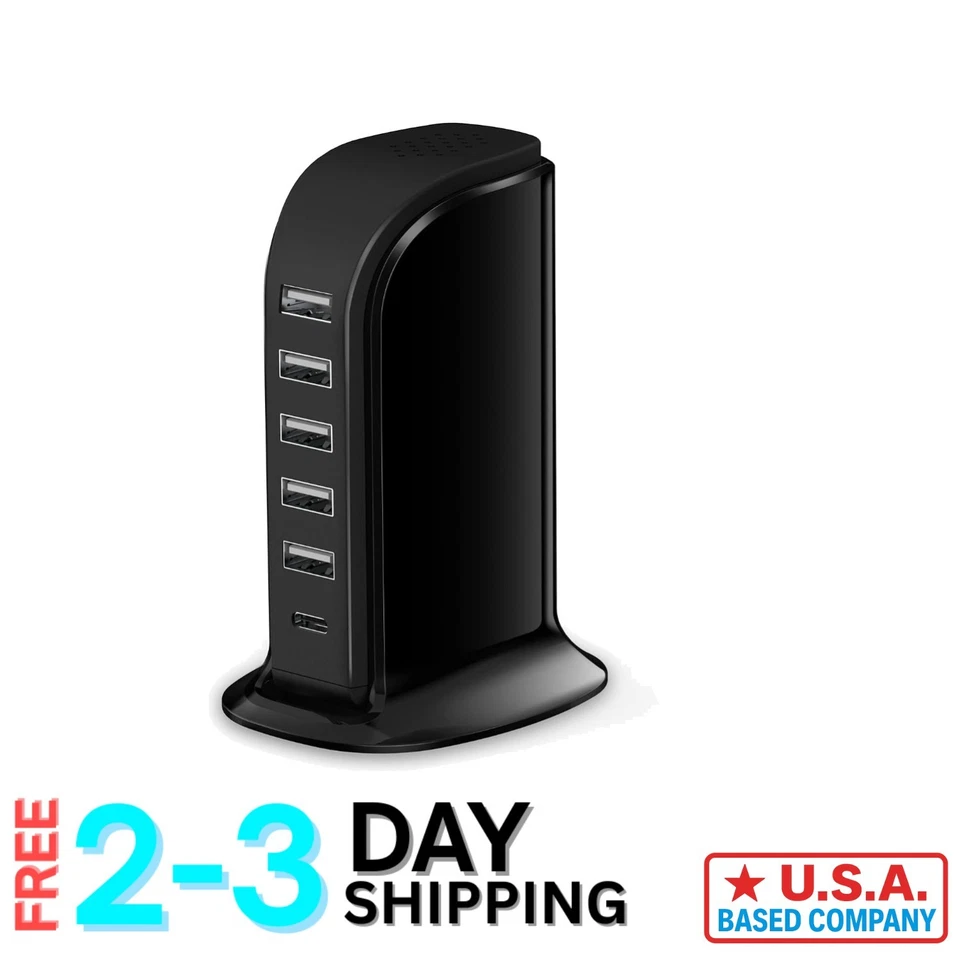 40W USB C Charging Hub: 6-in-1 Station for Multiple Electronics - Travel-Ready - Image 1 of 4