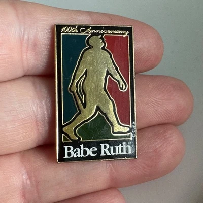 Vtg Babe Ruth 100th Anniversary Silhouette Enamel Lapel Pin Black Gold - Image 1 of 3