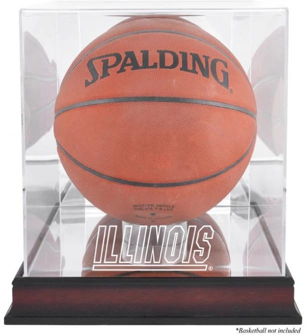 Illinois Fighting Illini Mahogany Finish Basketball Display Case w/Mirror Back - Image 1 of 1