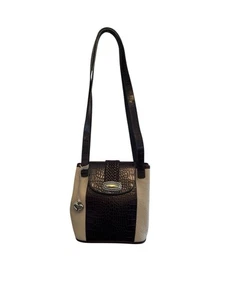Bolso de Hombro Cartera de Cuero Brighton Crema/Marrón Moc Croc Mediano - Imagen 1 de 11