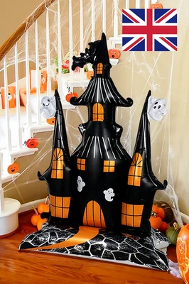 Globo de papel aluminio casa embrujada de Halloween 58"" grande fiesta castillo horror decoración Foto 1 de 4