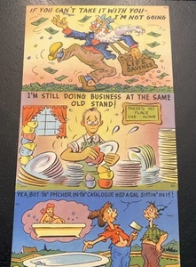 VTG Tichnor Bros Lot Of Three 1940s Unused Postcards Risqué Naughty Housework - Afbeelding 1 van 6